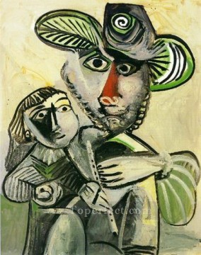 Hombre con flauta y niño Paternit 1971 Pablo Picasso Pinturas al óleo